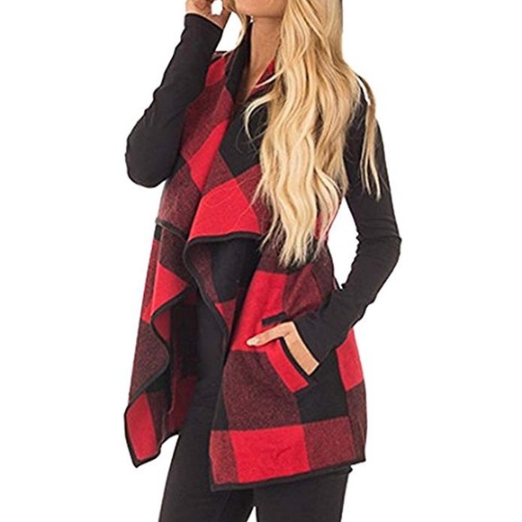 ❤️TAYLOR Womens Plaid Open Front Vest❤️ - Picture 2 of 4
